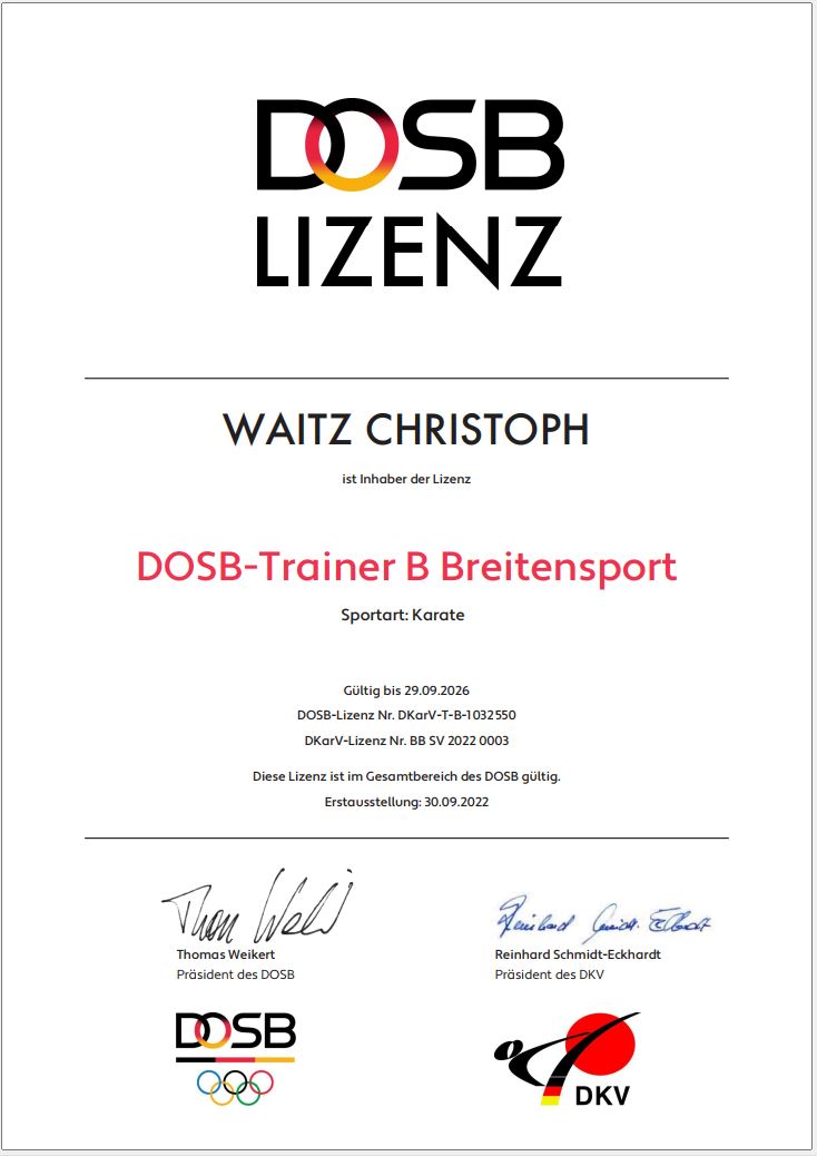DOSB-Lizenz B-Trainer Christoph